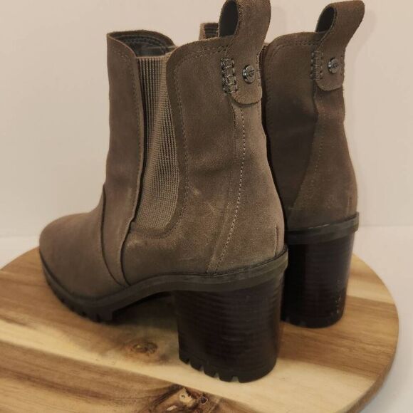 Women's UGG Hazel Chunky Heel Suede Chelsea Ankle Waterproof BOOTS Mole 1103766 - Picture 5 of 11